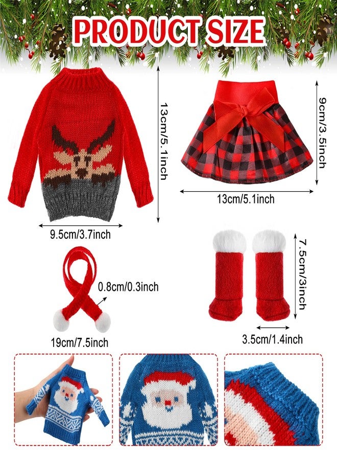 Hollowfly 24 Pcs Christmas Doll Accessories Clothes Christmas Doill Costume Mini Outfit Include Knitted Sweater Skirt Scarf Snow Boots for Xmas Decor (Cute) - Image 3